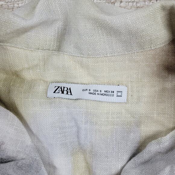 Zara Tie Dye Shirt Mens Small Linen Blend Button Viscose Summer Watercolor New - Picture 11 of 14